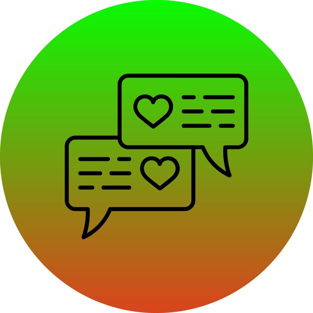 un círculo verde con una burbuja de habla y una burbuya de habla con un corazón en ella