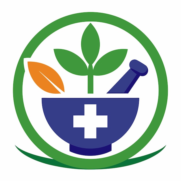 un círculo verde con una cruz blanca y un fondo verde con una hoja verde