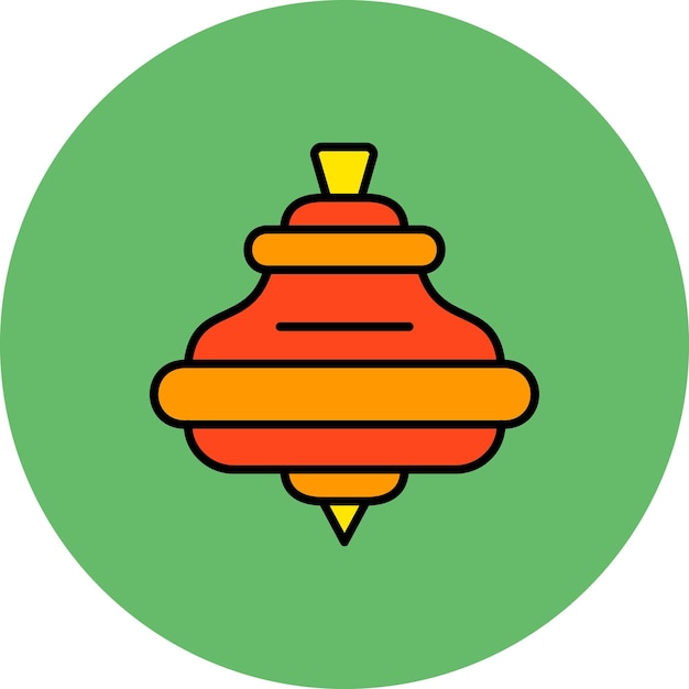 un círculo verde con un diseño rojo y naranja en él
