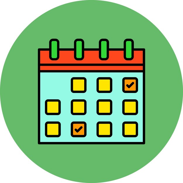 un círculo verde con un fondo verde con un calendario que dice diario