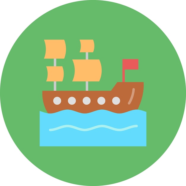 un círculo verde con una imagen de un barco con el número 3 en él