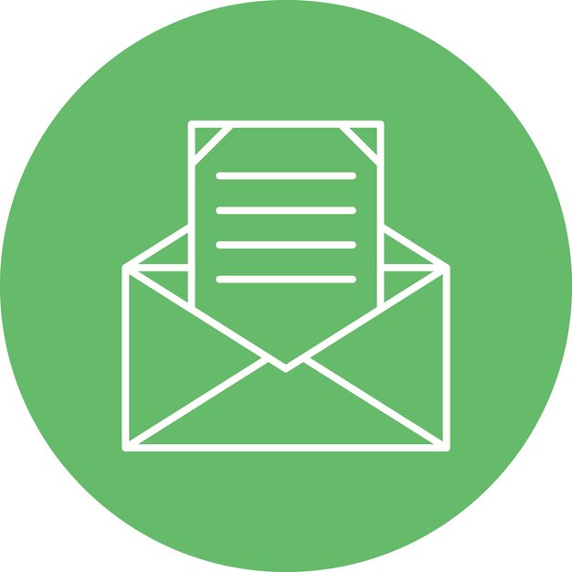 un círculo verde con una línea de correo en él