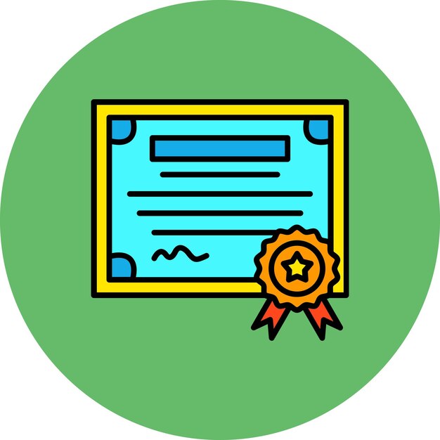 un círculo verde con una medalla de oro en él