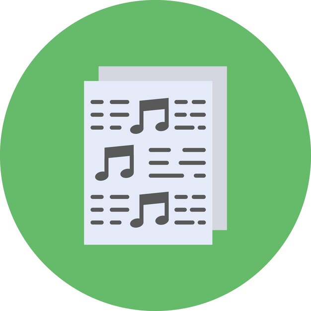 un círculo verde con notas de música en él