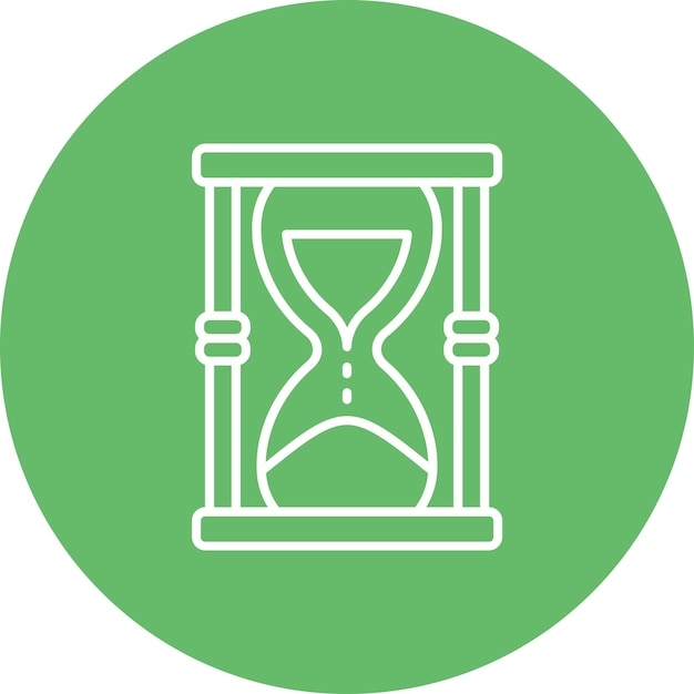 un círculo verde con un reloj de arena en el centro