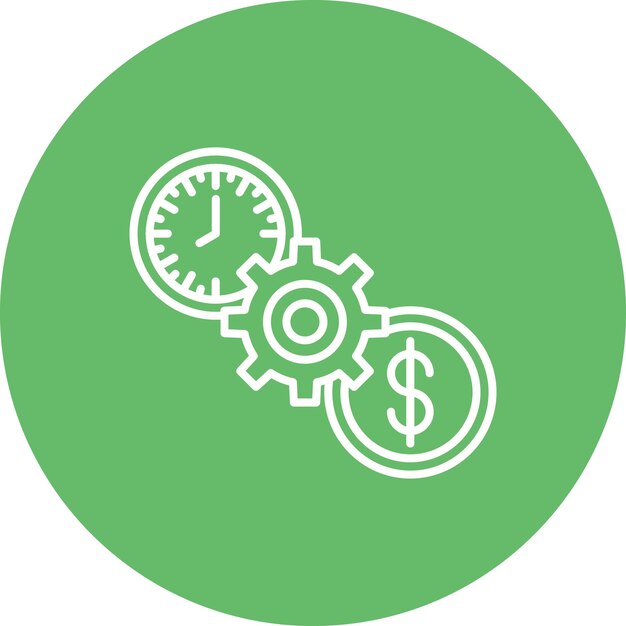 un círculo verde con un reloj en él que dice tiempo