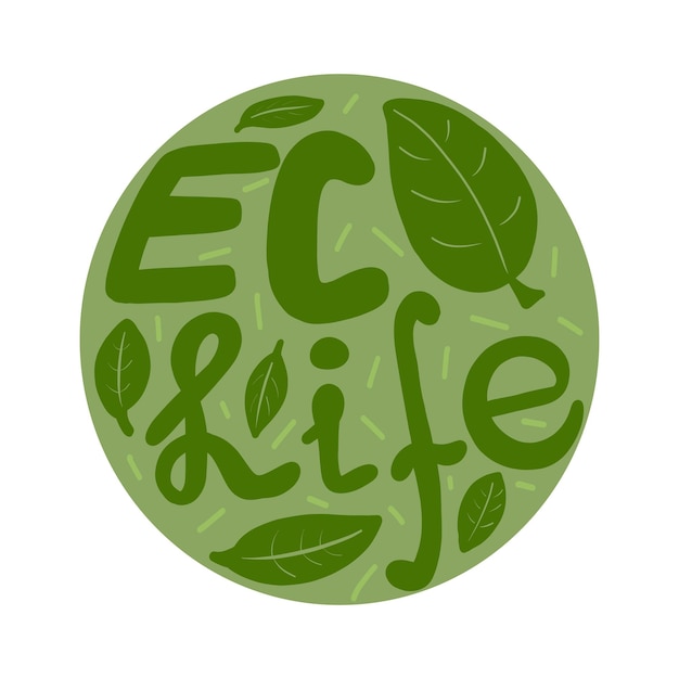 Círculo de vida ecológica con hojas pintadas a mano ilustración vectorial