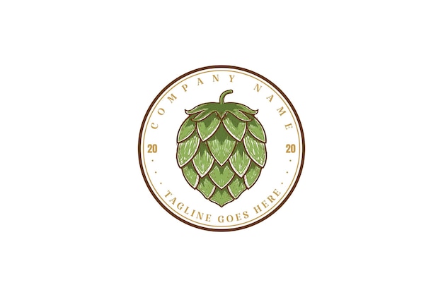 Círculo Vintage Retro Hop para Craft Beer Brewery Brewery Product Label Logo Design Vector