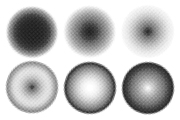 Vector círculos abstractos puntos de semitono efecto de punto de desvanecimiento