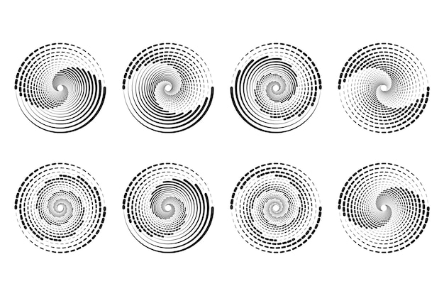 Círculos aleatorios concéntricos con líneas dinámicas Remolino circular de vórtice