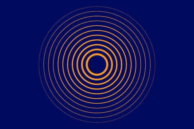 Círculos anaranjados concéntricos sobre un fondo azul