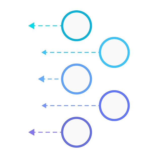 Vector círculos en blanco azules y morados con flechas de línea punteada conjunto de elementos de diseño de gráfico infográfico