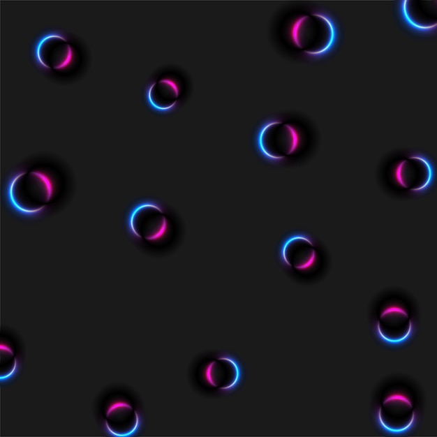 Círculos brillantes de neón azul y púrpura fondo abstracto