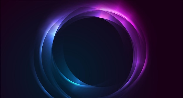 círculos brillantes de neón azul y púrpura fondo abstracto
