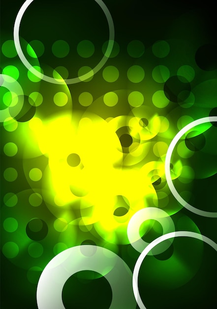 Círculos brillantes en la plantilla de diseño de fondo abstracto vectorial futurista oscuro