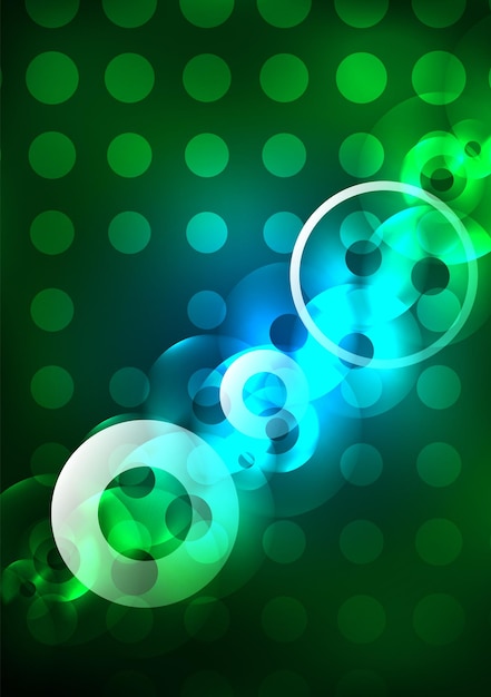 Círculos brillantes en la plantilla de diseño de fondo abstracto vectorial futurista oscuro