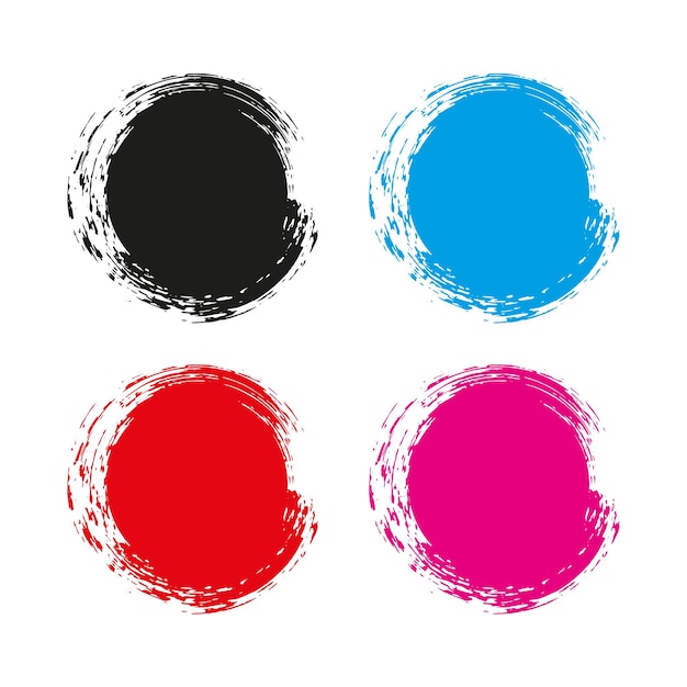 Círculos de colores pintados con un conjunto de iconos de pintura Gradiente de colores Grunge abstracto Diseño de círculo de logotipo