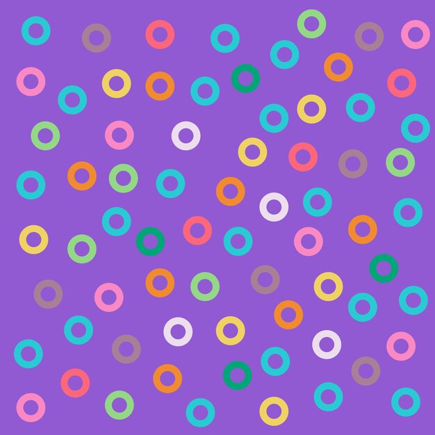 Círculos de colores sobre un fondo púrpura vibrante