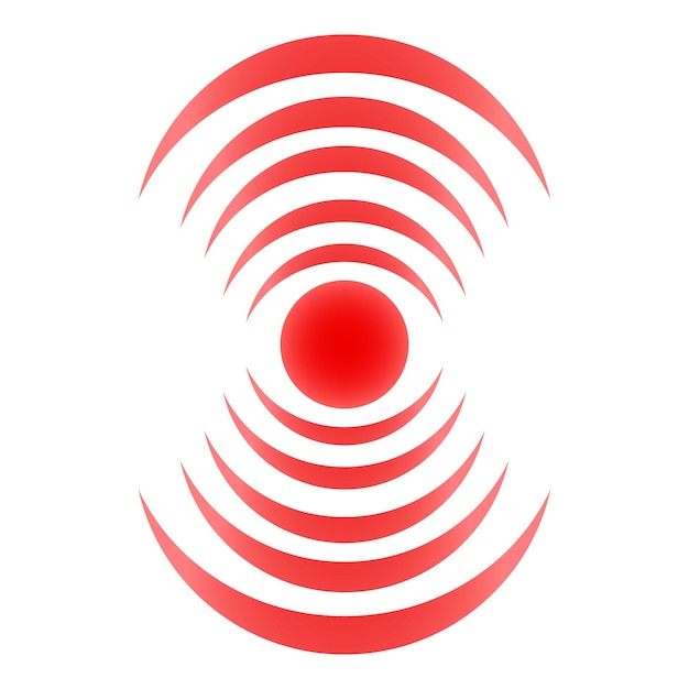 Círculos concéntricos rojos que crean el símbolo de vibración