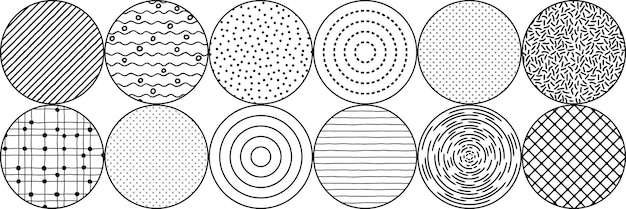 Círculos de diferentes texturas tonos de elementos de diseño de fondo abstracto gris