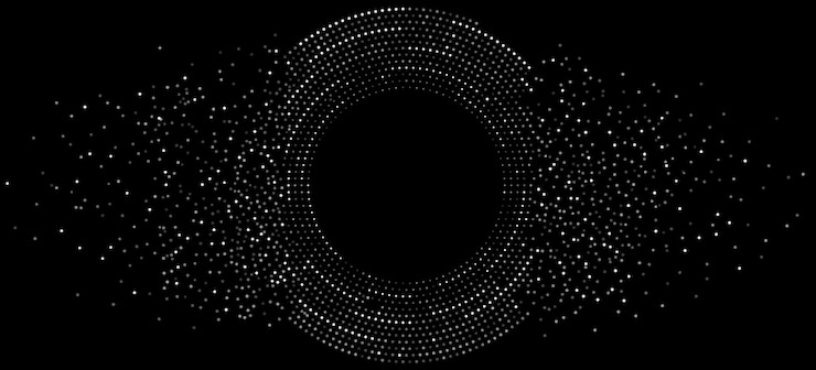 Vector círculos digitales abstractos de partículas blancas visualización de big data en el ciberespacio información de red decay fondo moderno futurista ilustración vectorial eps 10