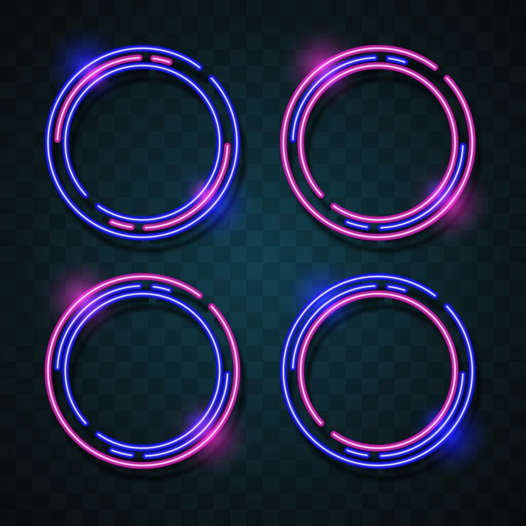 Vector círculos con diseño de luces de neón