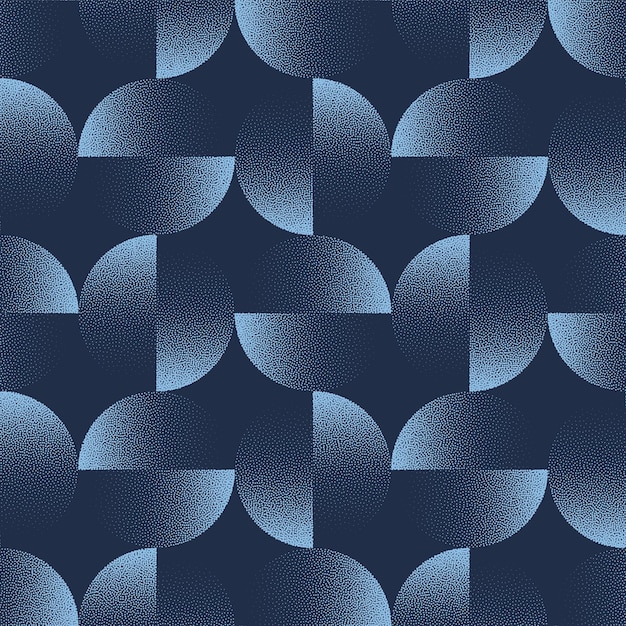 Círculos divididos azules patrón sin costuras geométrico vector de tendencia resumen de fondo
