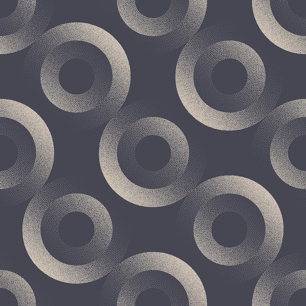 Círculos de estilo retro de los años cincuenta y sesenta Patrón sin costura Vector de tendencia Abstracto Fondo Abstracción gráfica sin fin Estética Impresión textil Repetitiva Trabajo de puntos Papel de pared Medio tono Ilustración artística de clase
