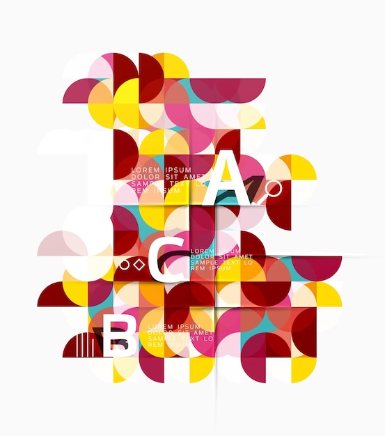 Círculos de fondo abstracto geométrico moderno en blanco Fondo de plantilla de vector para opciones de número de diagrama de diseño de flujo de trabajo o diseño web