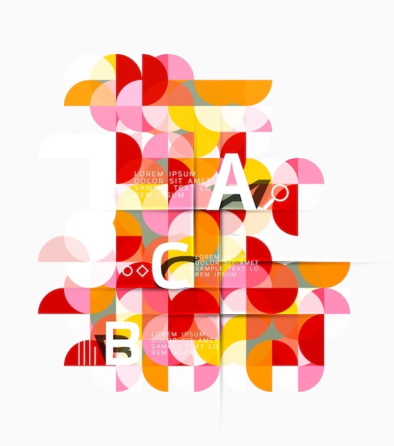 Círculos de fondo abstracto geométrico moderno en blanco Fondo de plantilla de vector para opciones de número de diagrama de diseño de flujo de trabajo o diseño web