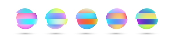 Círculos de gradiente deformado de color vectorial Conjunto de marcos redondos abstractos