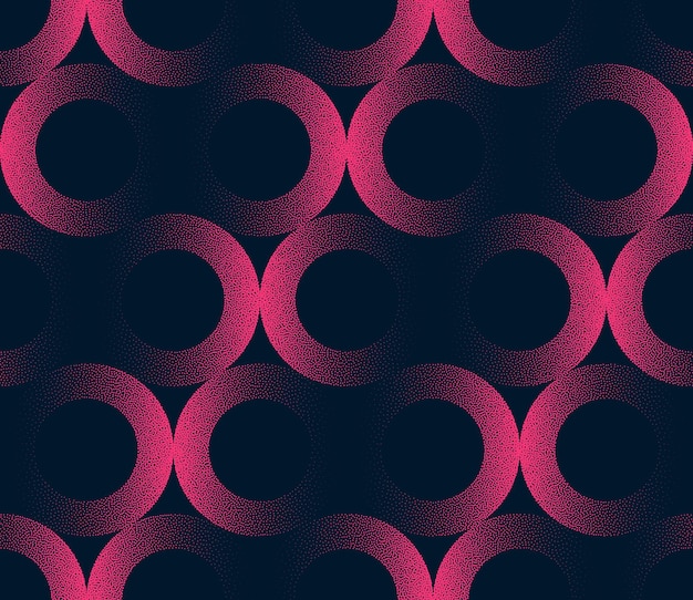 Círculos hipnotizantes Patrón sin costuras Vector de moda Abstracción púrpura negra