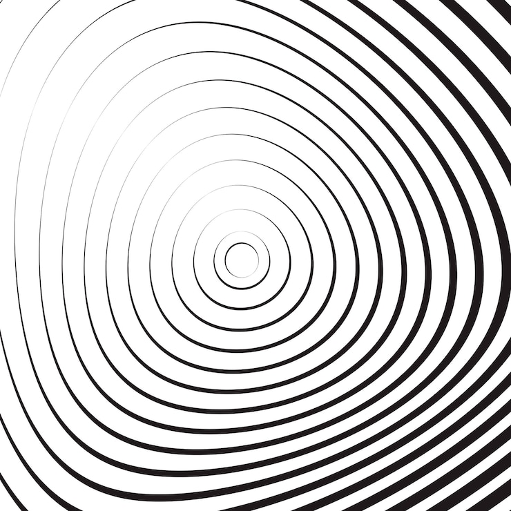 Vector círculos lineales concéntricos, elemento redondo neutro. elemento de contorno de semitono