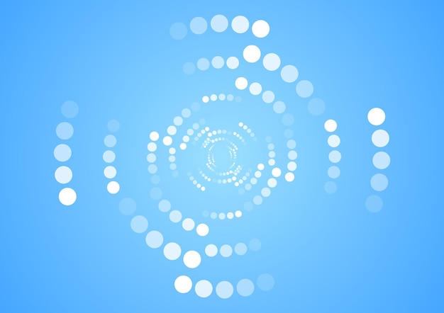 Círculos de medios tonos blancos sobre fondo azul Diseño gráfico de tecnología vectorial