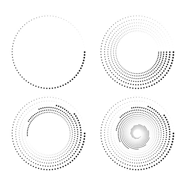 Círculos negros de abstracción del vector de puntos