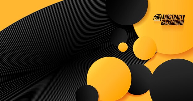 Círculos negros y amarillos diseño de banner de tecnología abstracta Fondo de vector geométrico xA