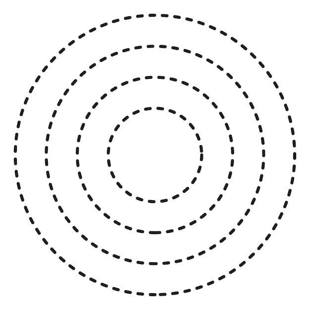 Círculos negros líneas punteadas sobre fondo blanco Ilustración vectorial