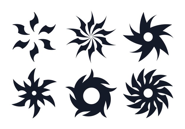 círculos neo tribales abstractos formas brutales en espiral y2k círculos afilados formas decorativas de mandala formas vectoras planas conjunto de ilustraciones elementos de diseño neo tribal