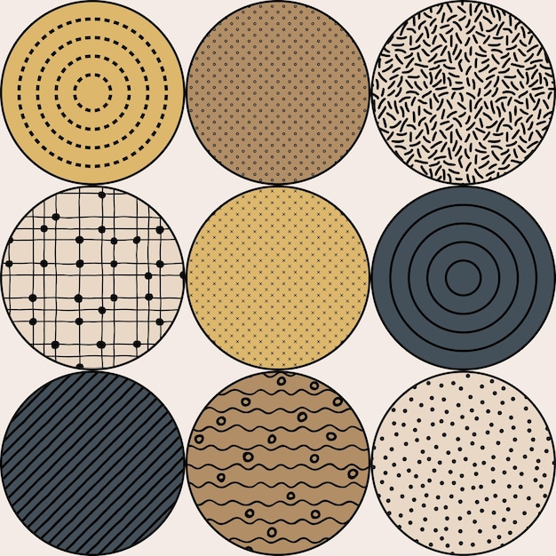 Círculos de patrones sin fisuras de diferentes texturas y tonos