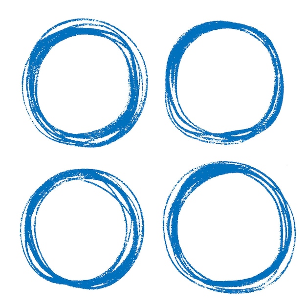 Círculos pinceles azules conjunto de contorno textura grunge El lado es de forma redonda Vector de línea Patrón redondo