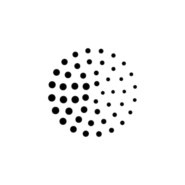 Círculos punteados forma de punto en espiral ilusión de movimiento aislado en un fondo blanco