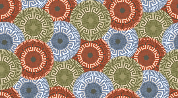 Círculos redondos étnicos decorativos abstractos Patrón sin costuras Diseño de interiores de lujo Griego moderno