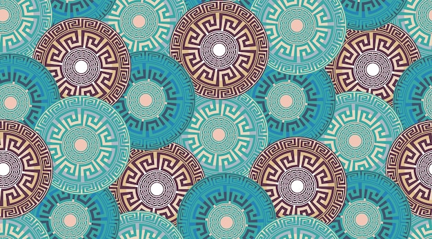 Círculos redondos étnicos decorativos abstractos Patrón sin costuras Diseño de interiores de lujo Griego moderno