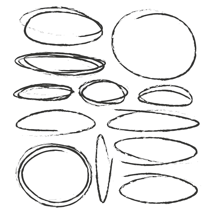 Vector círculos de resaltado vectorial dibujados a mano para enfatizar y marcar