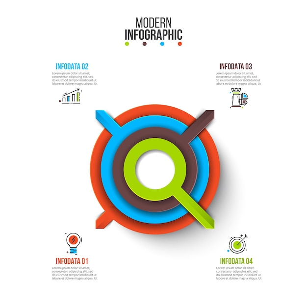 Círculos vectoriales con flechas para infografía. concepto de negocio con 4 opciones o partes.