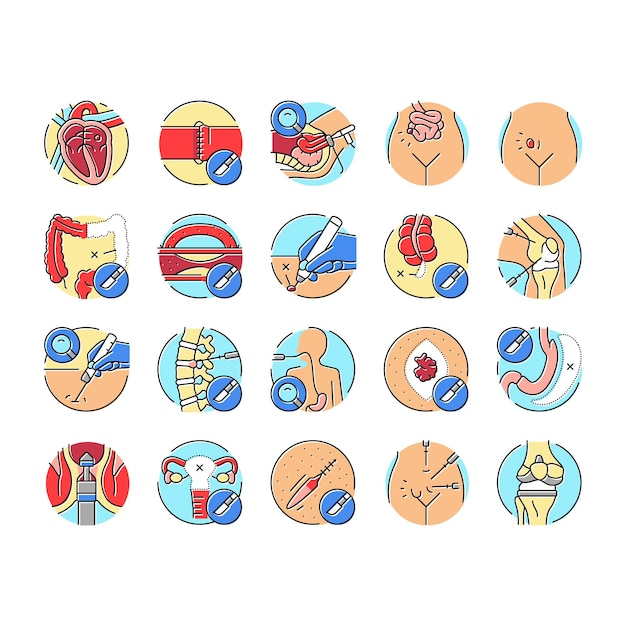 cirujano cirujano hospital iconos conjunto vector