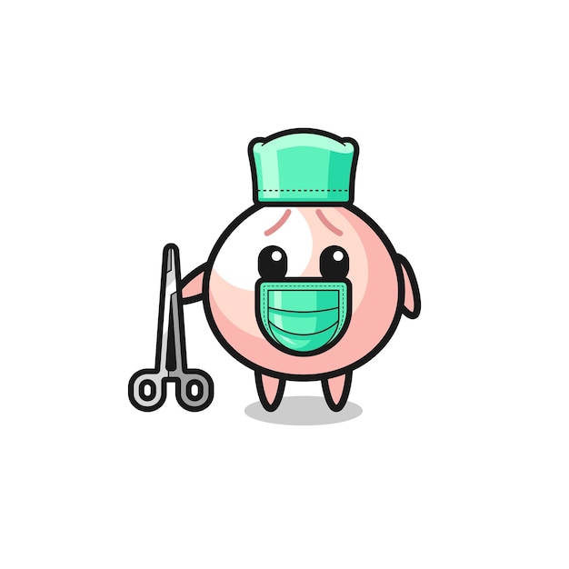 Cirujano meatbun mascota personaje lindo diseño