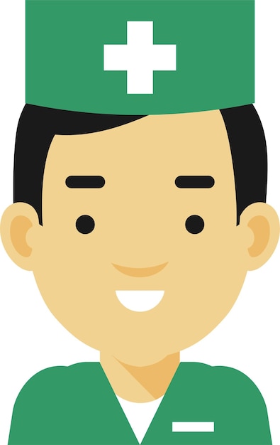 Cirujano Médico Hombre en Uniforme Icono Retrato de Avatar Cara en Estilo Plano