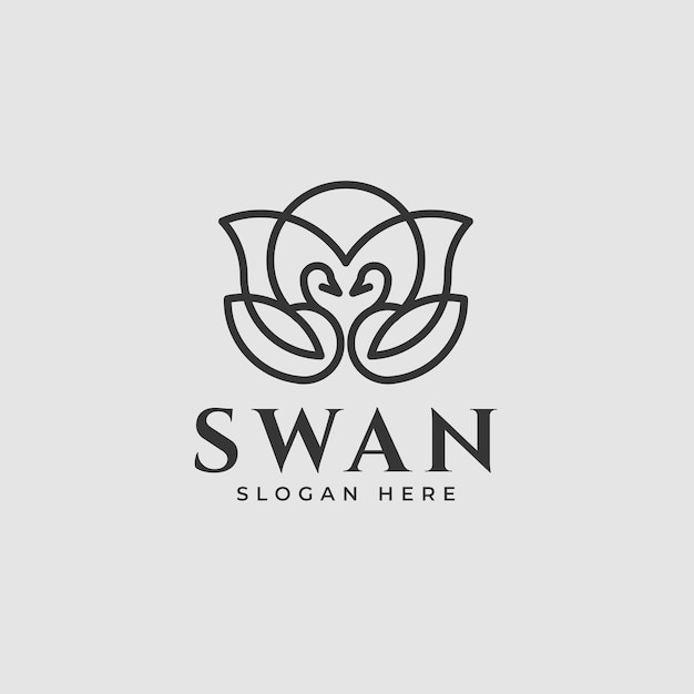 Cisne abstracto con flor Inspiración de diseño de logotipo simple