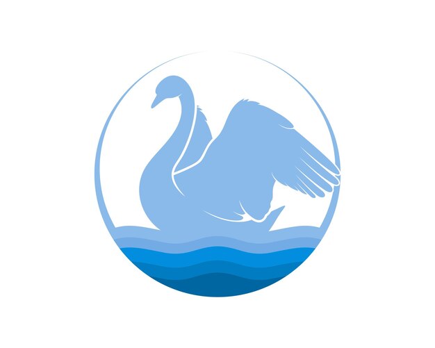 Vector cisne azul en el agua